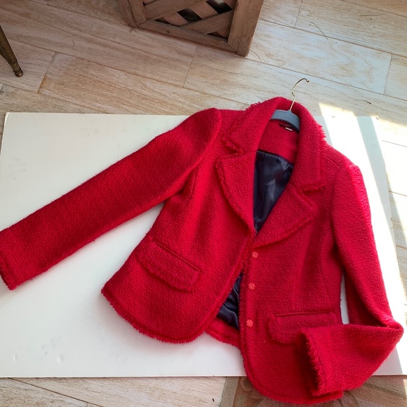 Boden Hot Pink Neon Boucle Tweed Chanel Fantasy Look Jacket Fringe Trim Chic 💕 - Picture 6 of 16